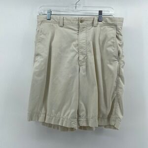 Tommy Bahama Mens Khaki Chino Shorts Size 33 Cotton Tencel Blend Flat Front Tan